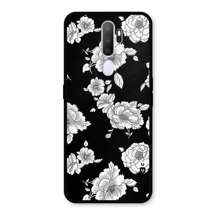Cool Pattern Flowers Metal Back Case for Oppo A5 (2020)