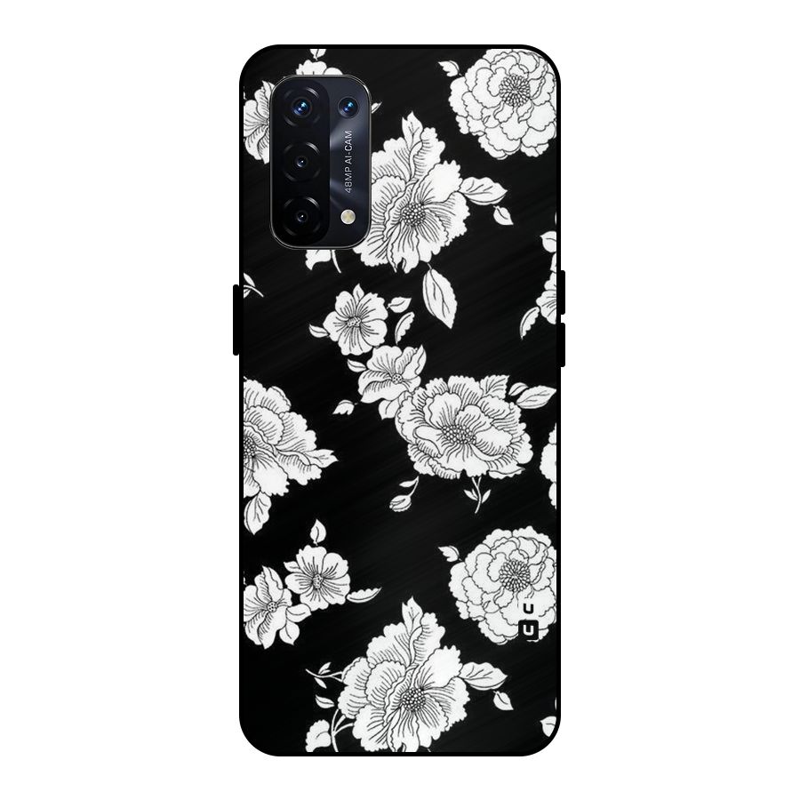 Cool Pattern Flowers Metal Back Case for Oppo A74 5G