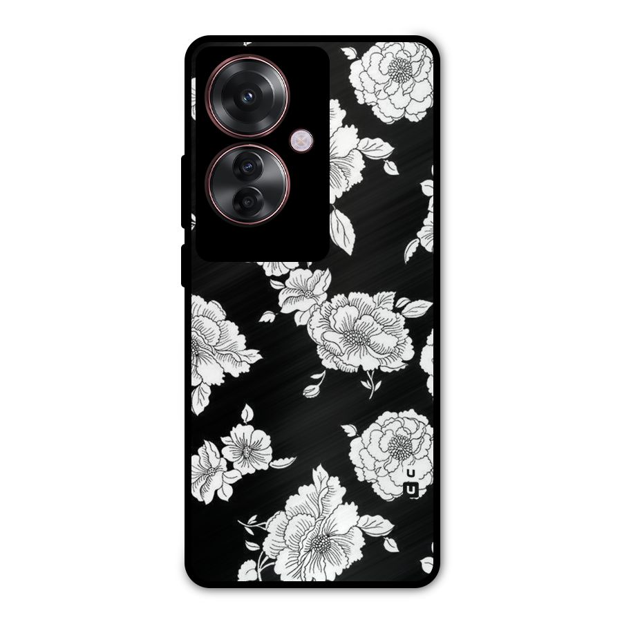 Cool Pattern Flowers Metal Back Case for Oppo F25 Pro
