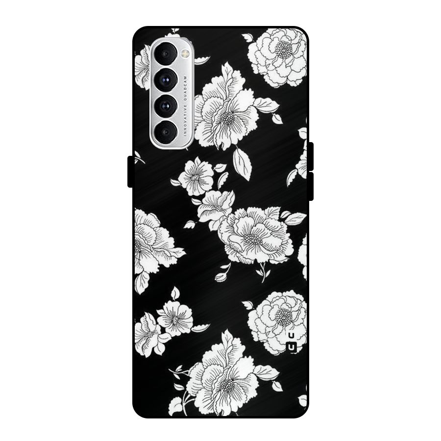 Cool Pattern Flowers Metal Back Case for Oppo Reno4 Pro