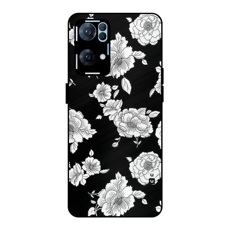 Cool Pattern Flowers Metal Back Case for Oppo Reno7 Pro 5G