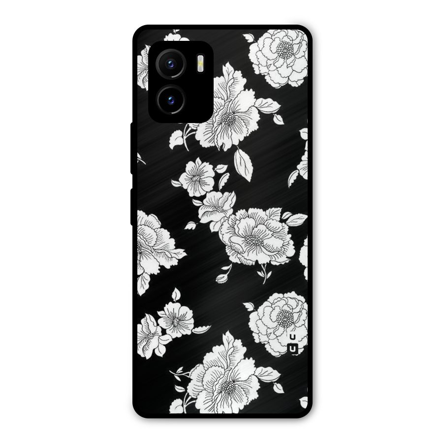 Cool Pattern Flowers Metal Back Case for Vivo Y15s
