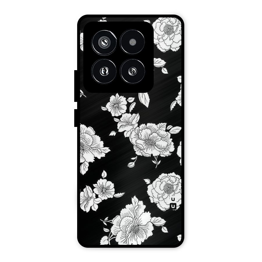 Cool Pattern Flowers Metal Back Case for Xiaomi 14 Pro