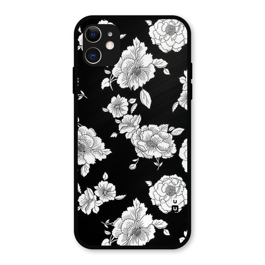 Cool Pattern Flowers Metal Back Case for iPhone 11