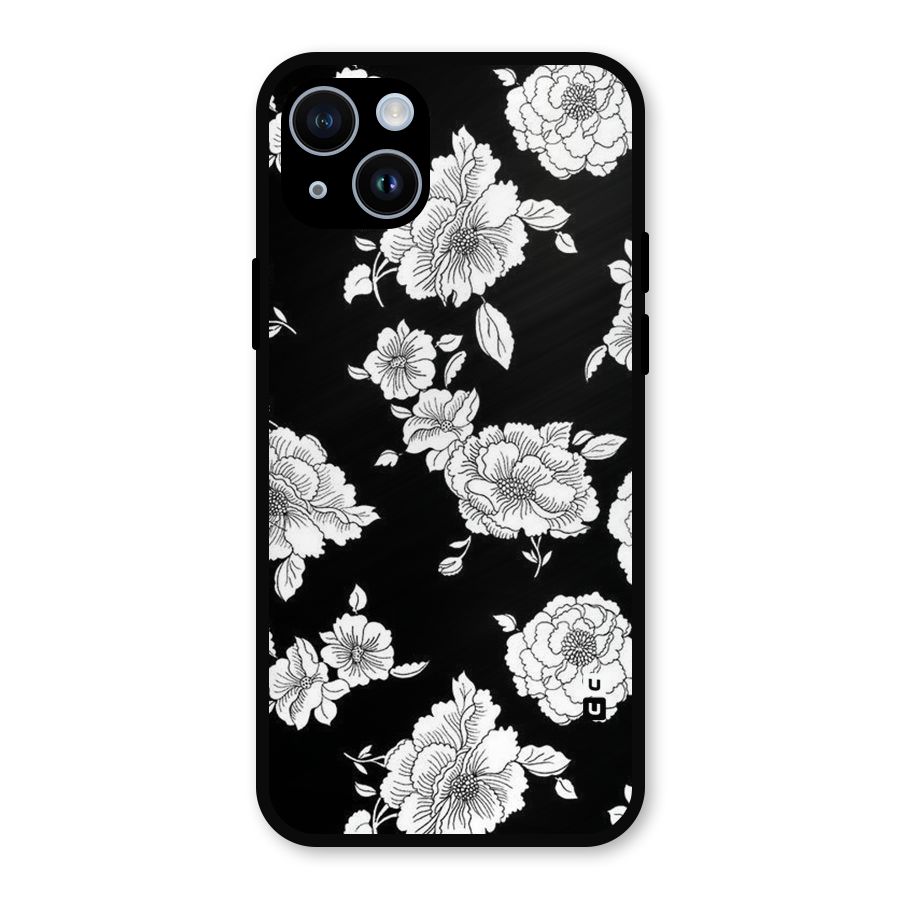 Cool Pattern Flowers Metal Back Case for iPhone 14
