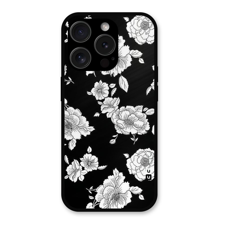Cool Pattern Flowers Metal Back Case for iPhone 15 Pro
