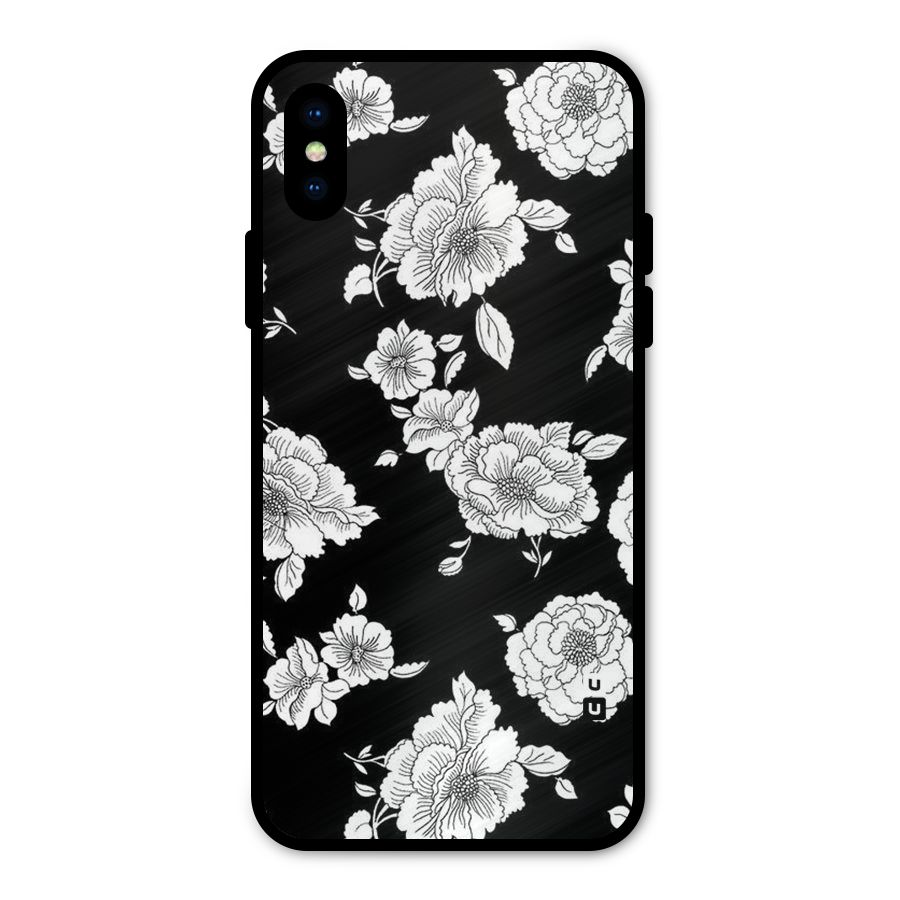 Cool Pattern Flowers Metal Back Case for iPhone X