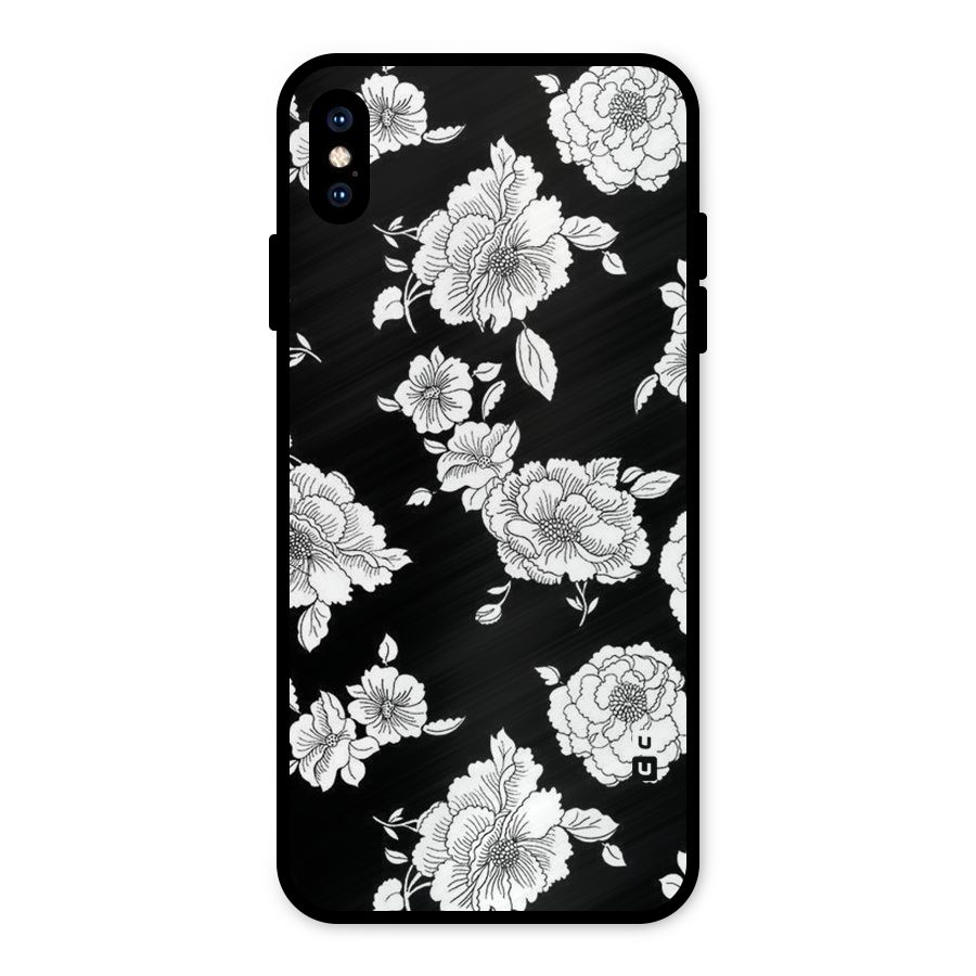 Cool Pattern Flowers Metal Back Case for iPhone XS Max