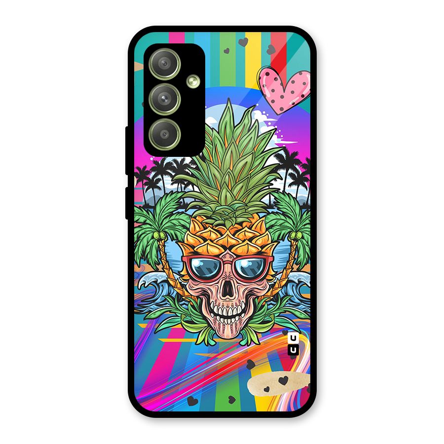 Cool Pineapple Skull Glass Back Case for Galaxy A54