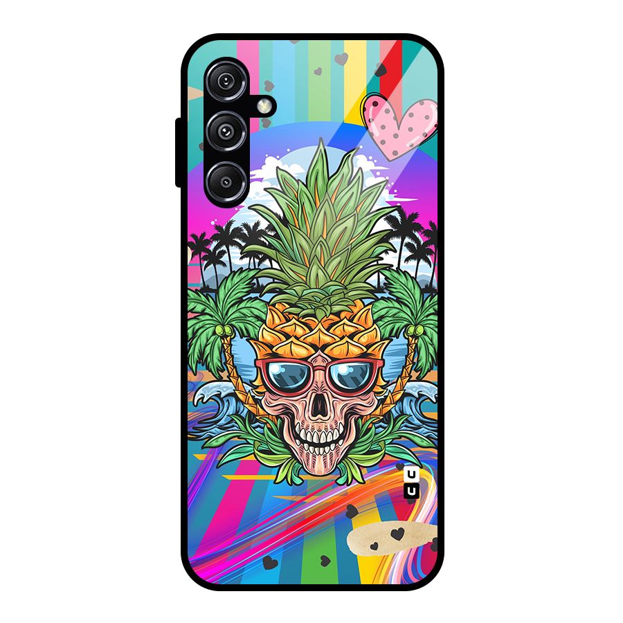 Cool Pineapple Skull Glass Back Case for Galaxy M34 5G
