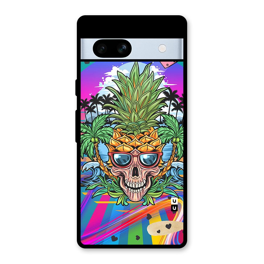 Cool Pineapple Skull Glass Back Case for Google Pixel 7a