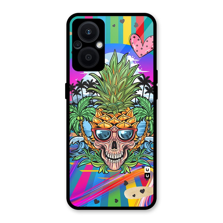 Cool Pineapple Skull Glass Back Case for Oppo F21s Pro 5G