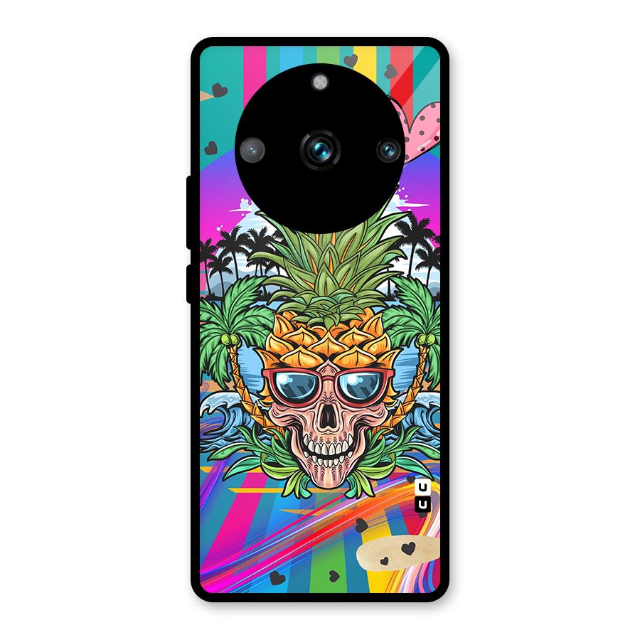 Cool Pineapple Skull Glass Back Case for Realme 11 Pro