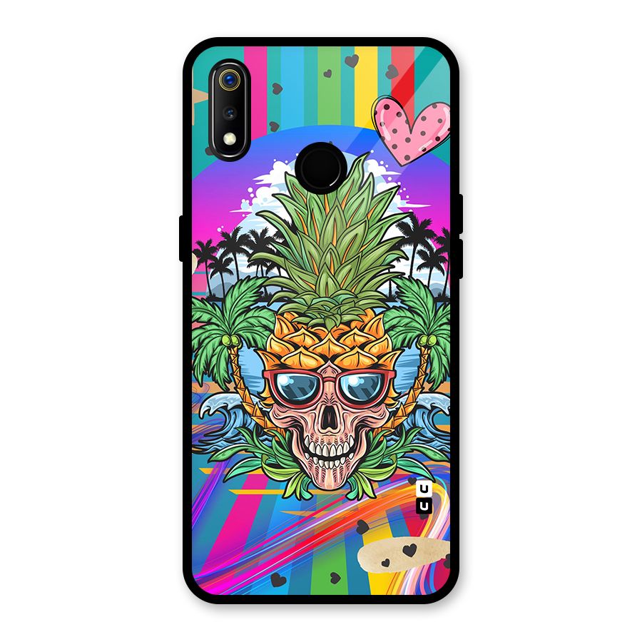 Cool Pineapple Skull Glass Back Case for Realme 3i
