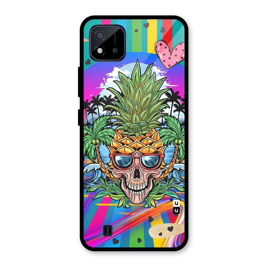 Cool Pineapple Skull Glass Back Case for Realme C11 2021