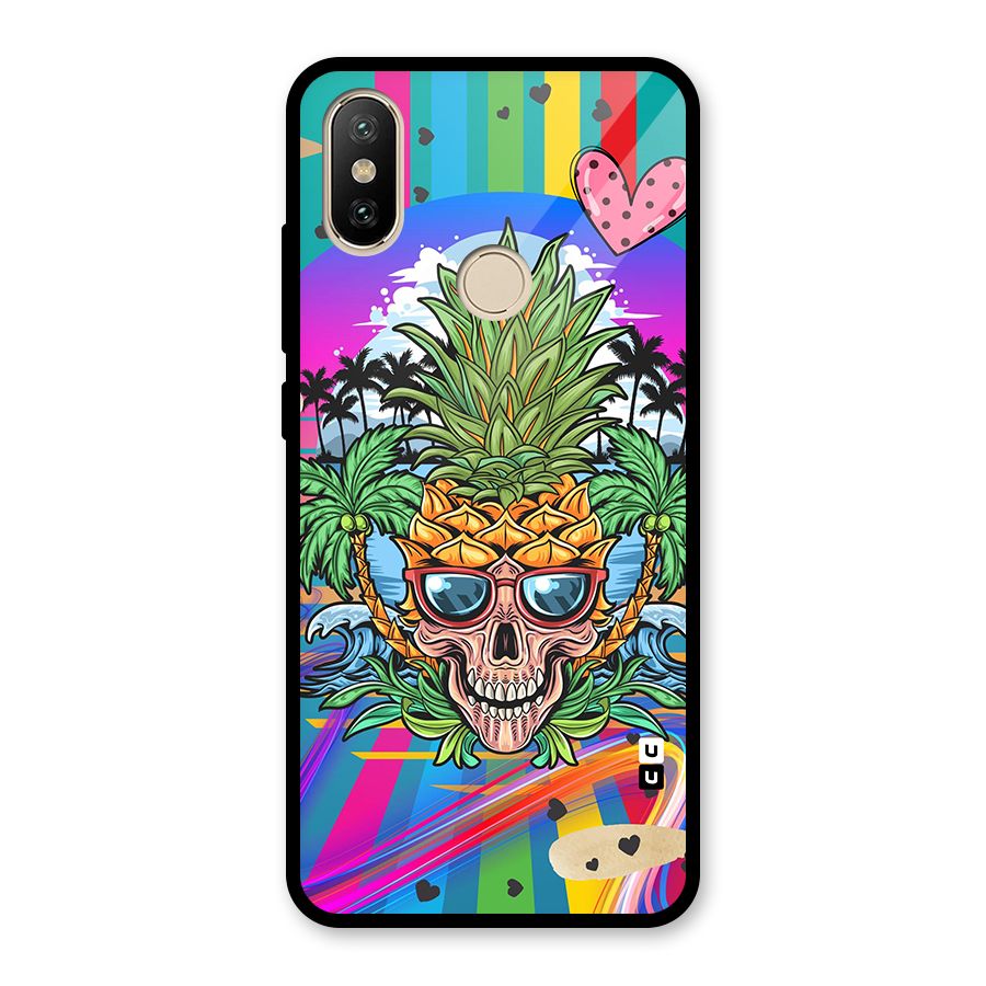 Cool Pineapple Skull Glass Back Case for Redmi A2