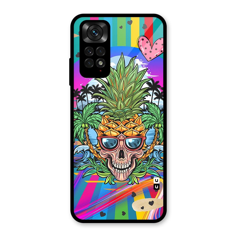 Cool Pineapple Skull Glass Back Case for Redmi Note 11S