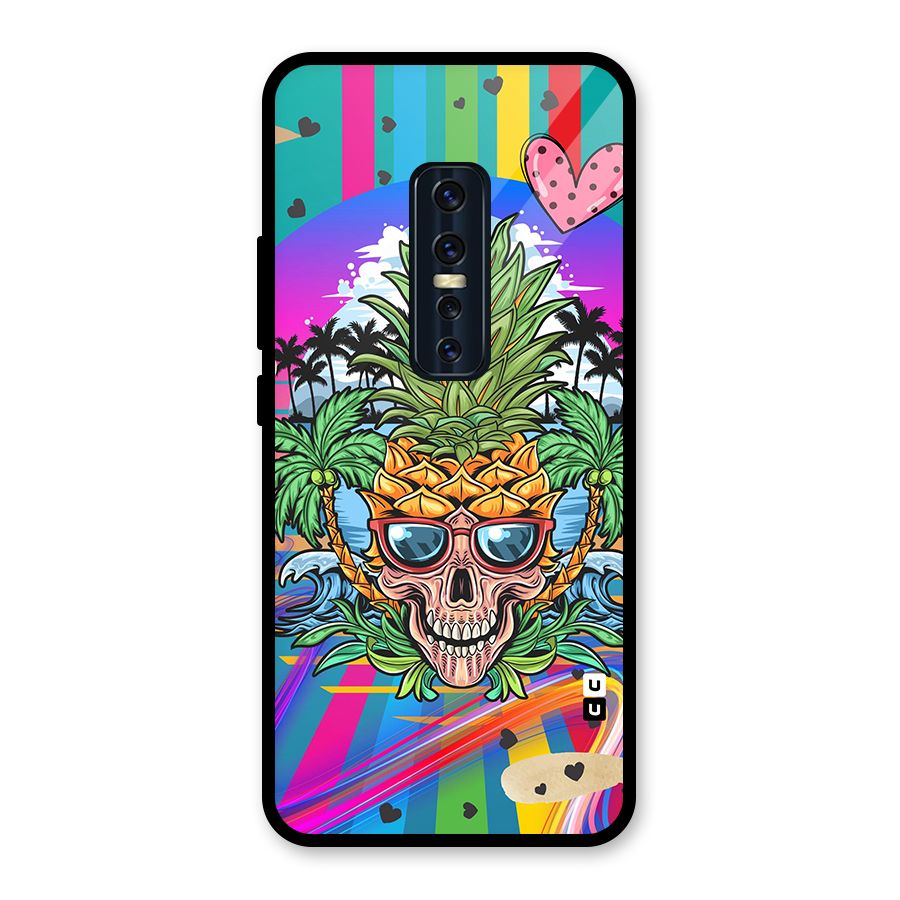 Cool Pineapple Skull Glass Back Case for Vivo V17 Pro