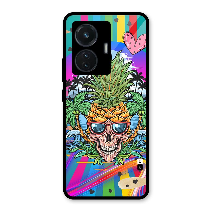 Cool Pineapple Skull Glass Back Case for iQOO Z6 44W