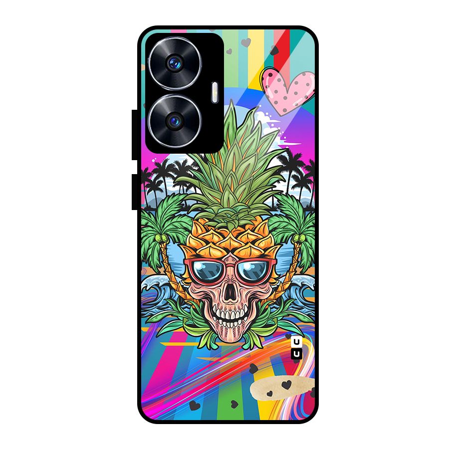 Cool Pineapple Skull Glass Back Case for realme C55
