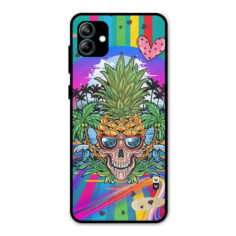 Cool Pineapple Skull Metal Back Case for Galaxy A04