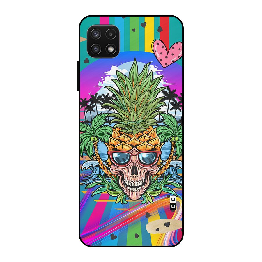 Cool Pineapple Skull Metal Back Case for Galaxy A22 5G