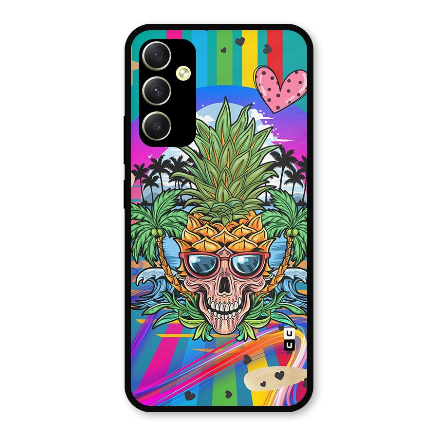 Cool Pineapple Skull Metal Back Case for Galaxy A34