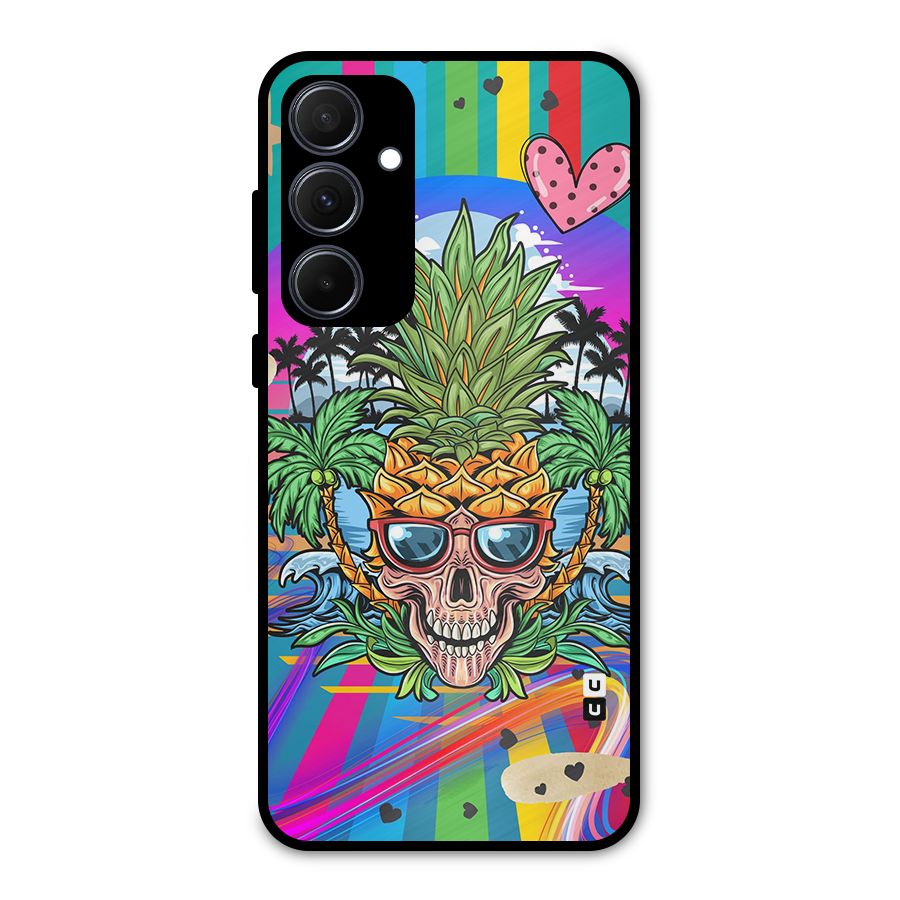Cool Pineapple Skull Metal Back Case for Galaxy A35