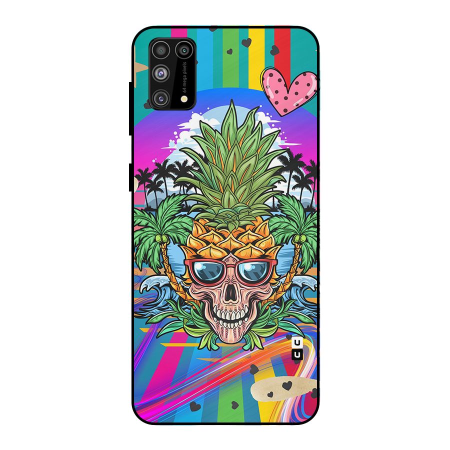 Cool Pineapple Skull Metal Back Case for Galaxy F41