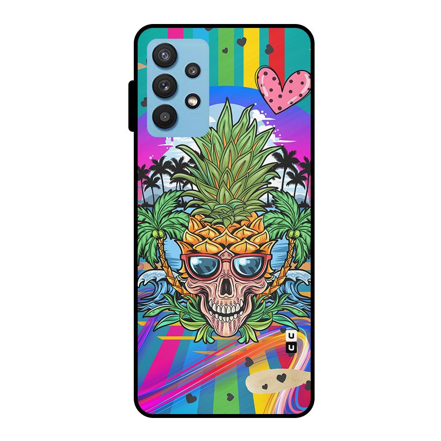 Cool Pineapple Skull Metal Back Case for Galaxy M32 5G