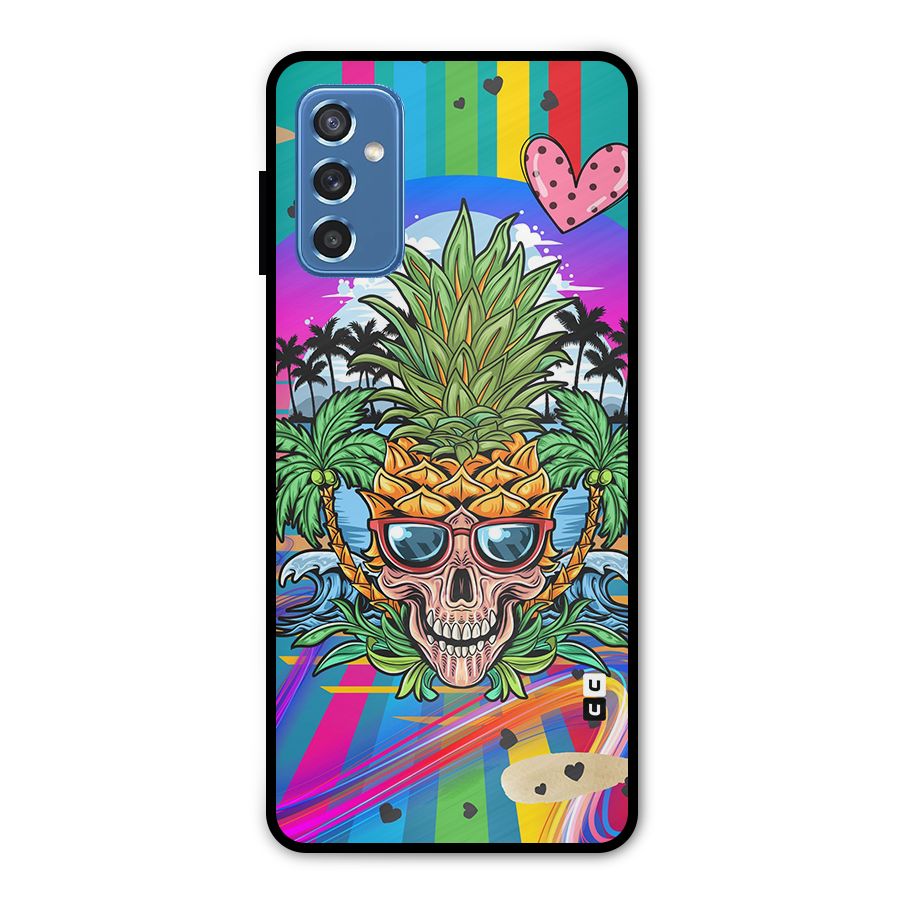 Cool Pineapple Skull Metal Back Case for Galaxy M52 5G