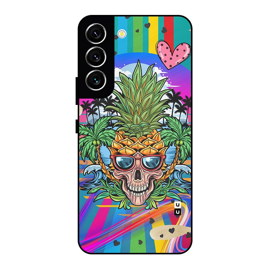 Cool Pineapple Skull Metal Back Case for Galaxy S22 5G