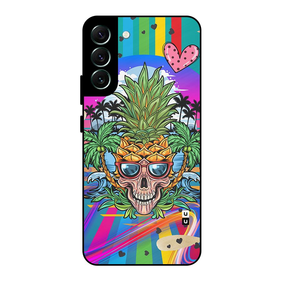 Cool Pineapple Skull Metal Back Case for Galaxy S22 Plus 5G