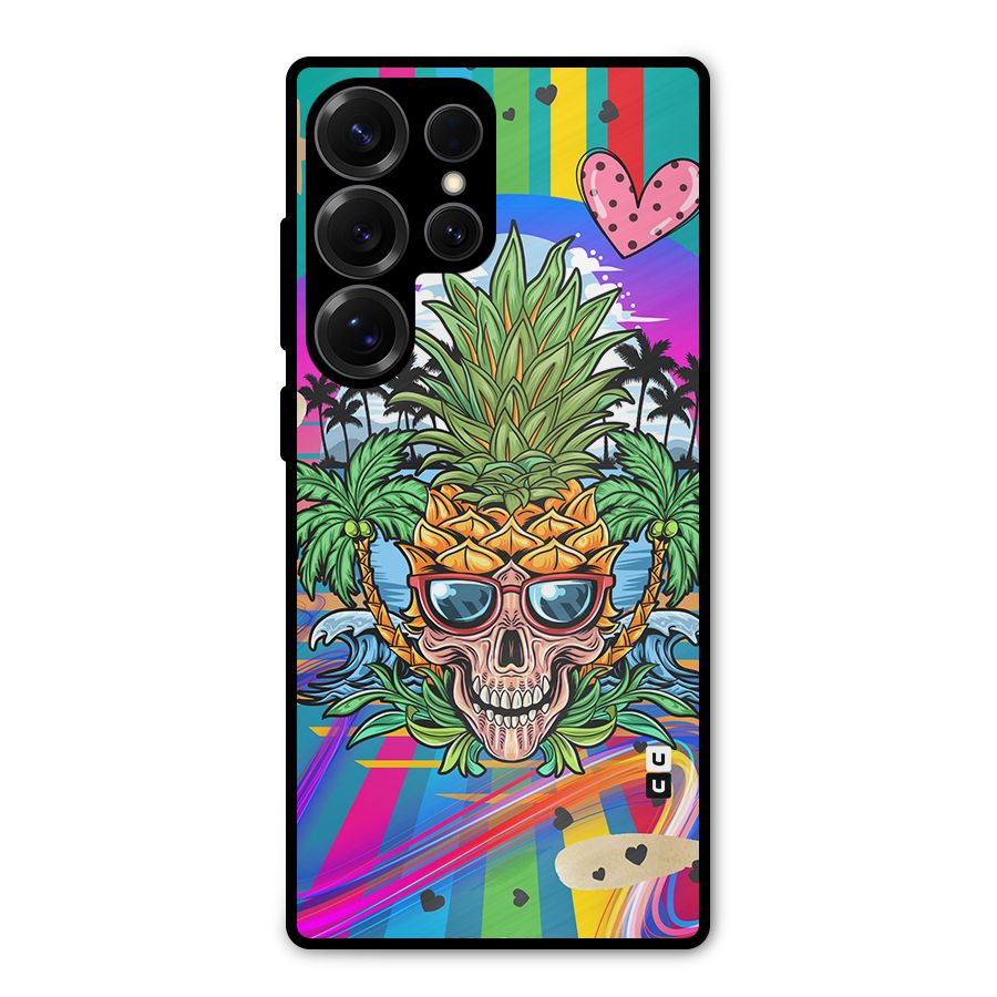 Cool Pineapple Skull Metal Back Case for Galaxy S25 Ultra