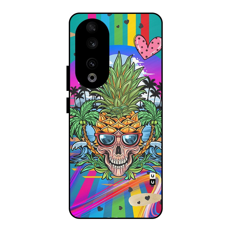 Cool Pineapple Skull Metal Back Case for Honor 90