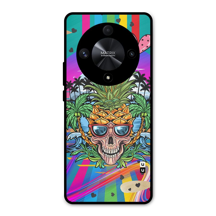 Cool Pineapple Skull Metal Back Case for Honor X9b