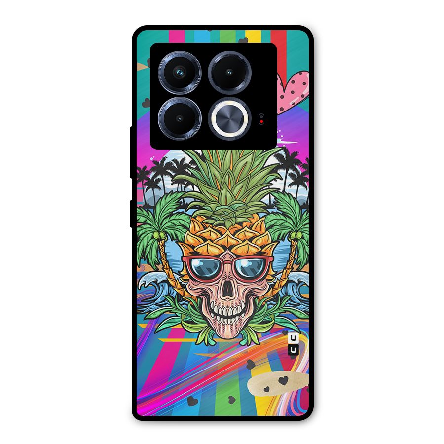Cool Pineapple Skull Metal Back Case for Infinix Note 40 5G