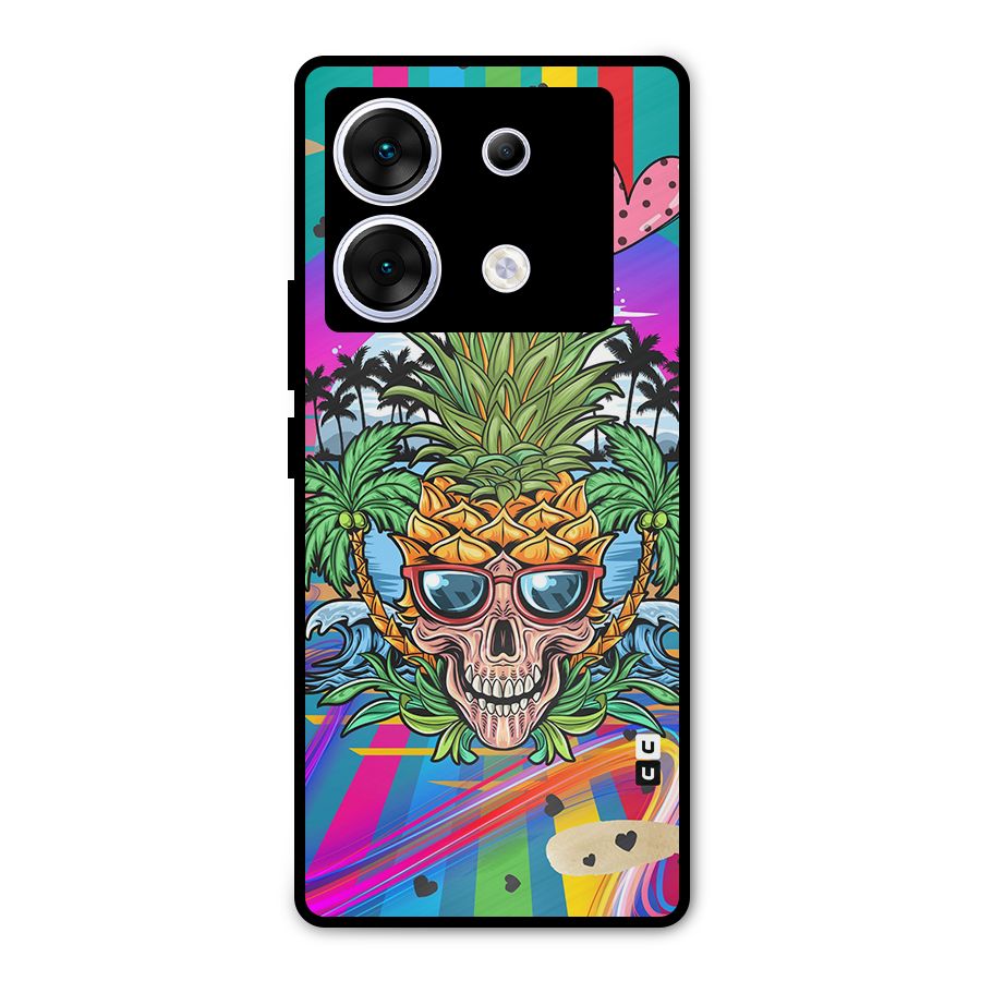 Cool Pineapple Skull Metal Back Case for Infinix Zero 30 5G