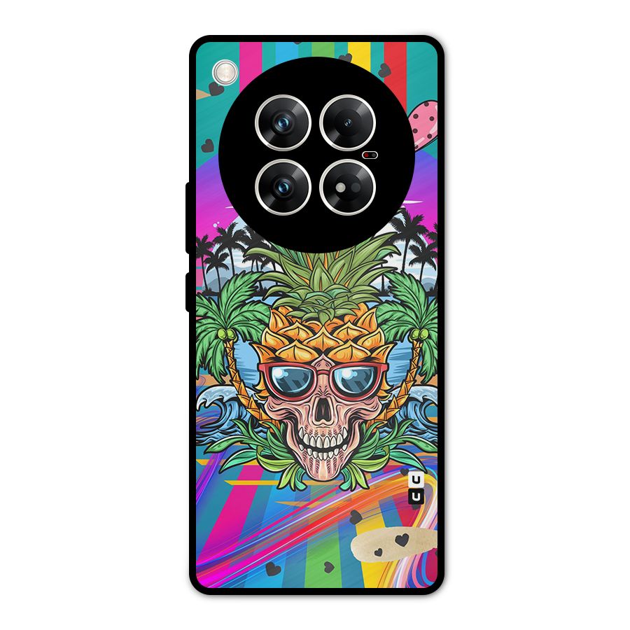Cool Pineapple Skull Metal Back Case for Infinix Zero 40 5G