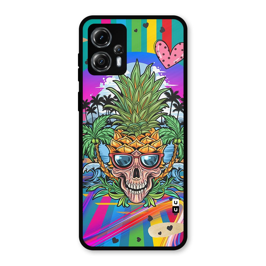 Cool Pineapple Skull Metal Back Case for Moto G13