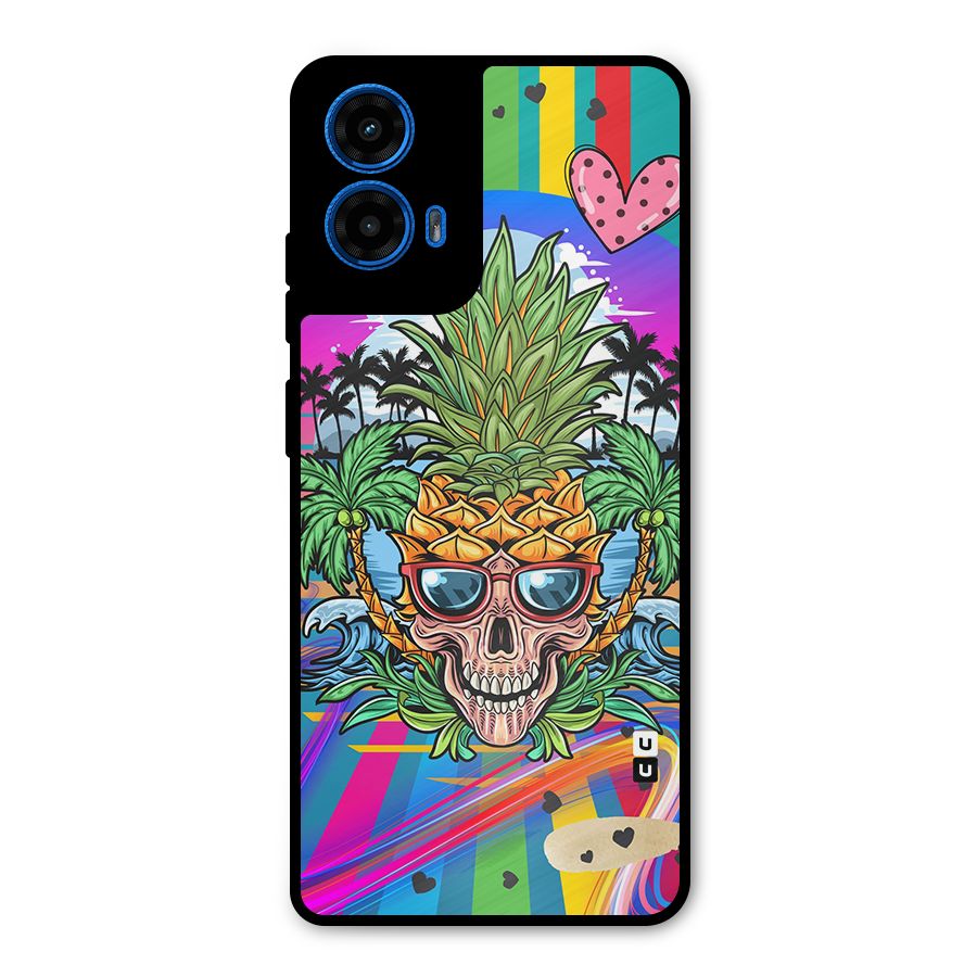 Cool Pineapple Skull Metal Back Case for Moto G45