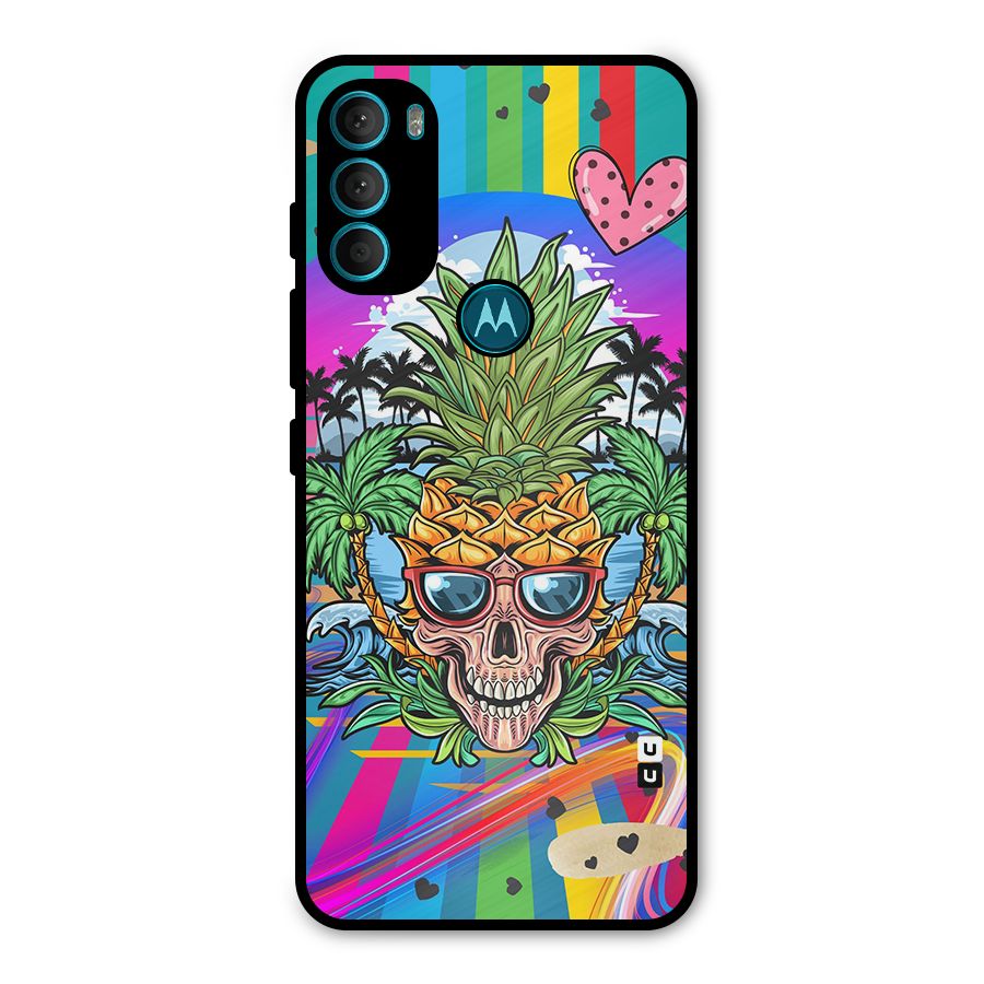Cool Pineapple Skull Metal Back Case for Moto G71 5G