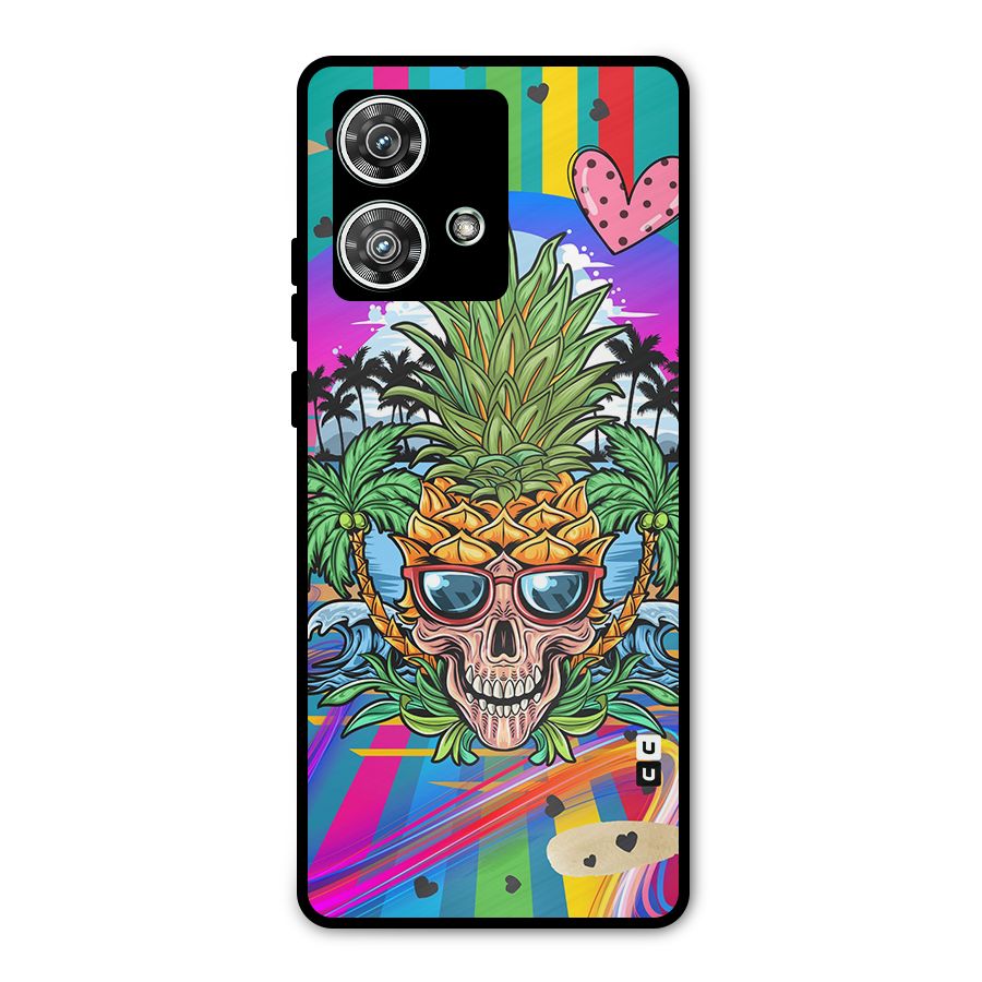 Cool Pineapple Skull Metal Back Case for Motorola Edge 40 Neo