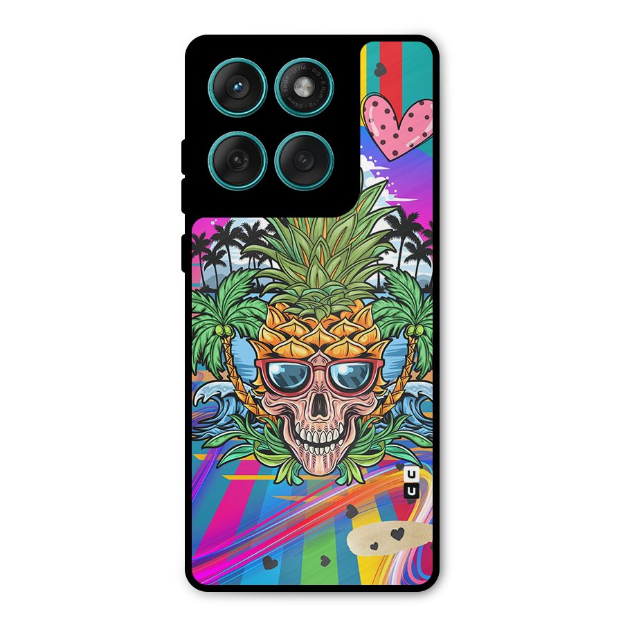 Cool Pineapple Skull Metal Back Case for Motorola Edge 60