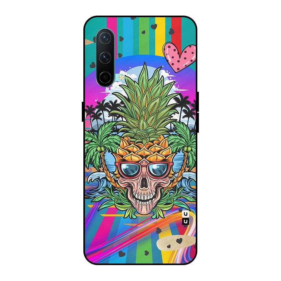 Cool Pineapple Skull Metal Back Case for OnePlus Nord CE 5G