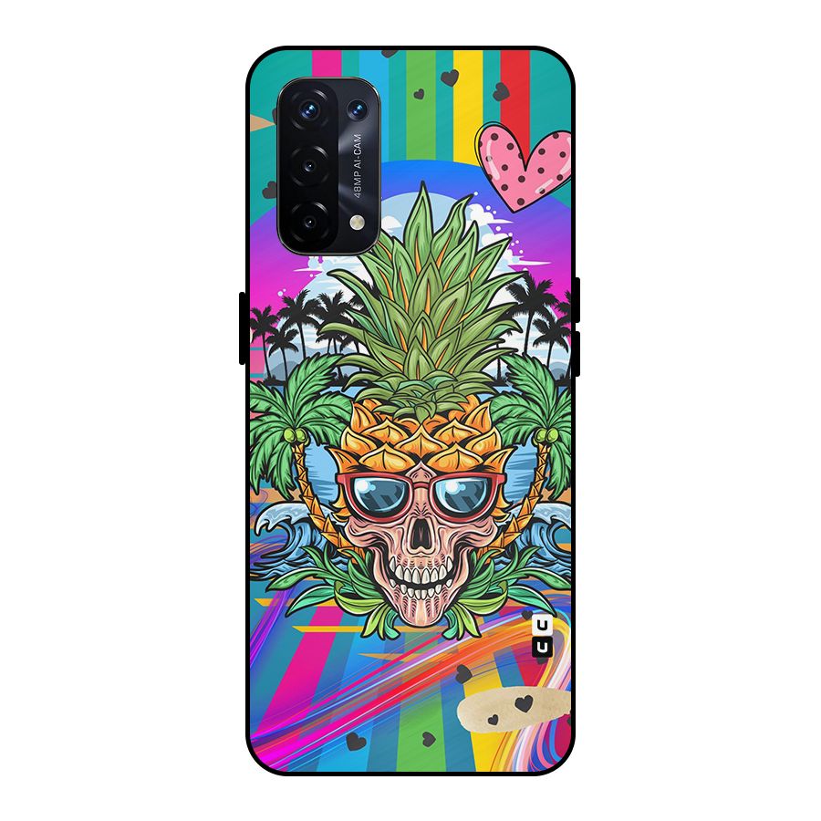 Cool Pineapple Skull Metal Back Case for Oppo A74 5G