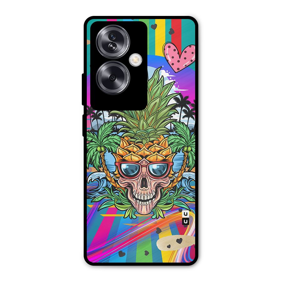 Cool Pineapple Skull Metal Back Case for Oppo A79 5G