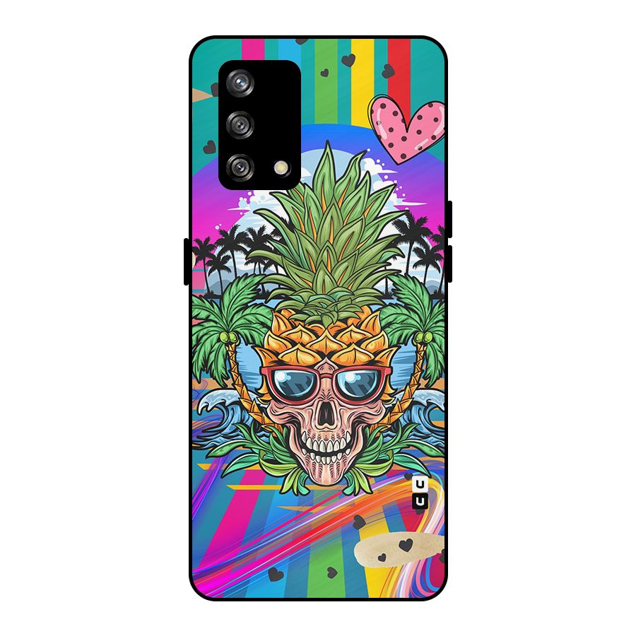 Cool Pineapple Skull Metal Back Case for Oppo F19