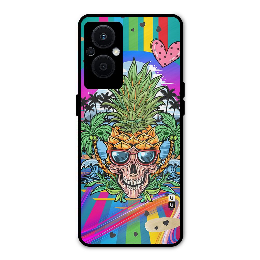 Cool Pineapple Skull Metal Back Case for Oppo F21s Pro 5G