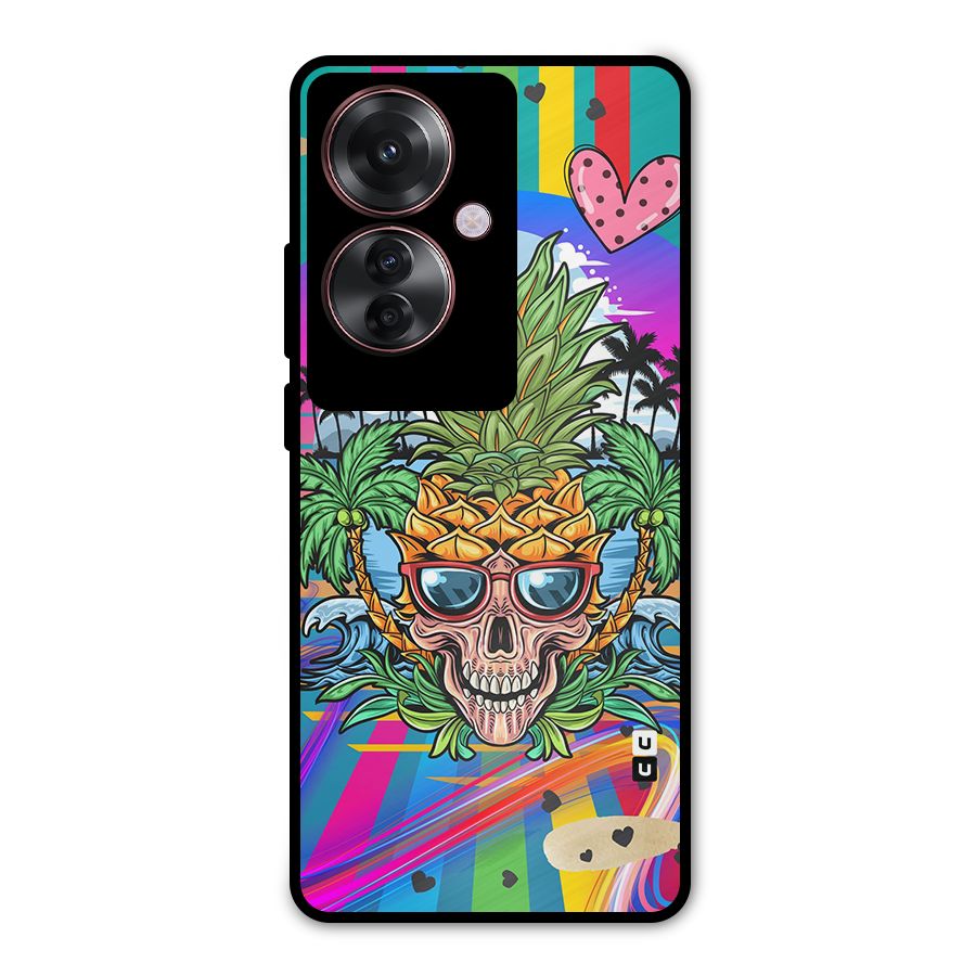 Cool Pineapple Skull Metal Back Case for Oppo F25 Pro